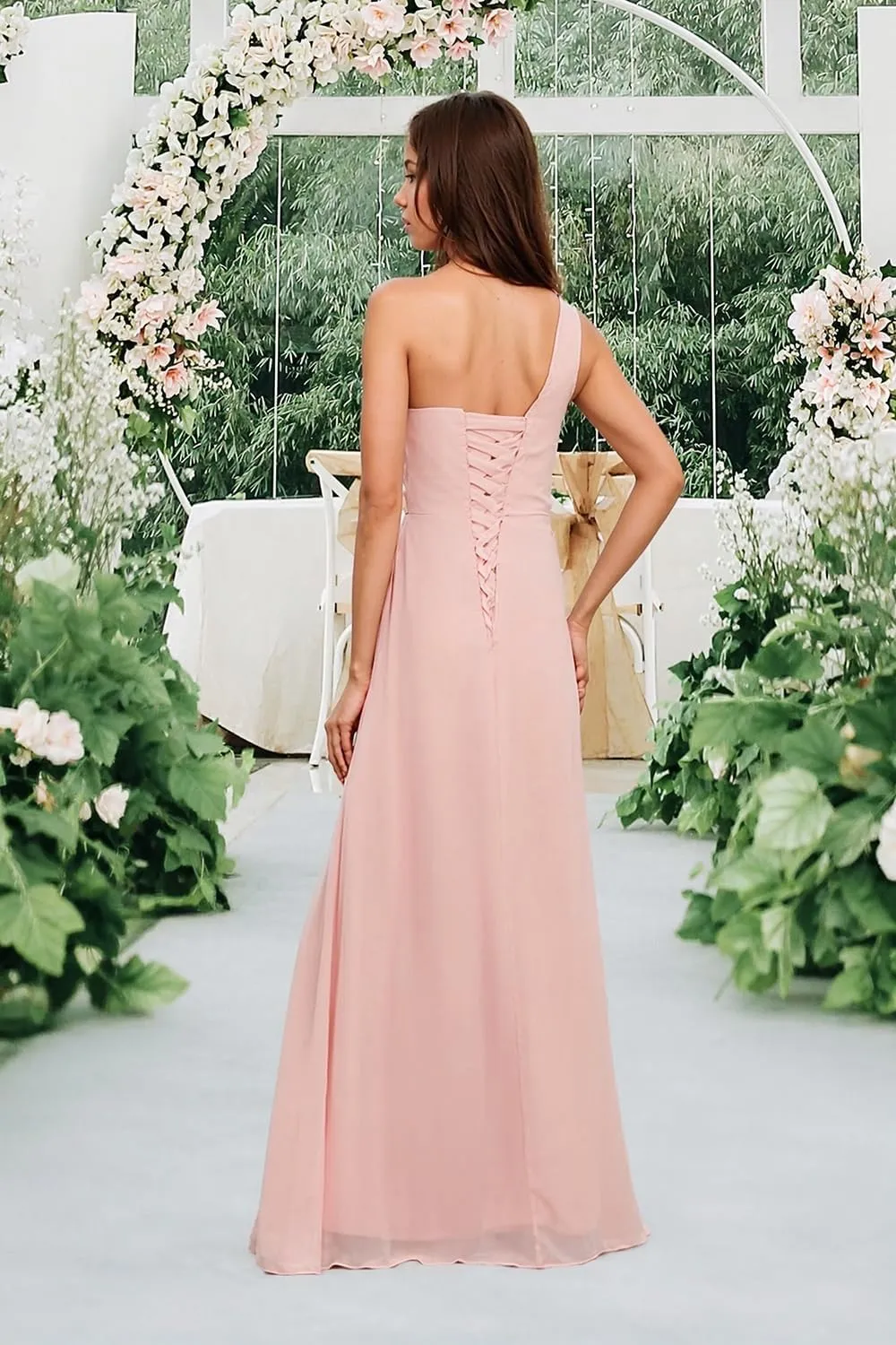 Junior Bridesmaid Dresses for Wedding Chiffon One Shoulder Flower Girl Dress Long Party Pageant Gowns