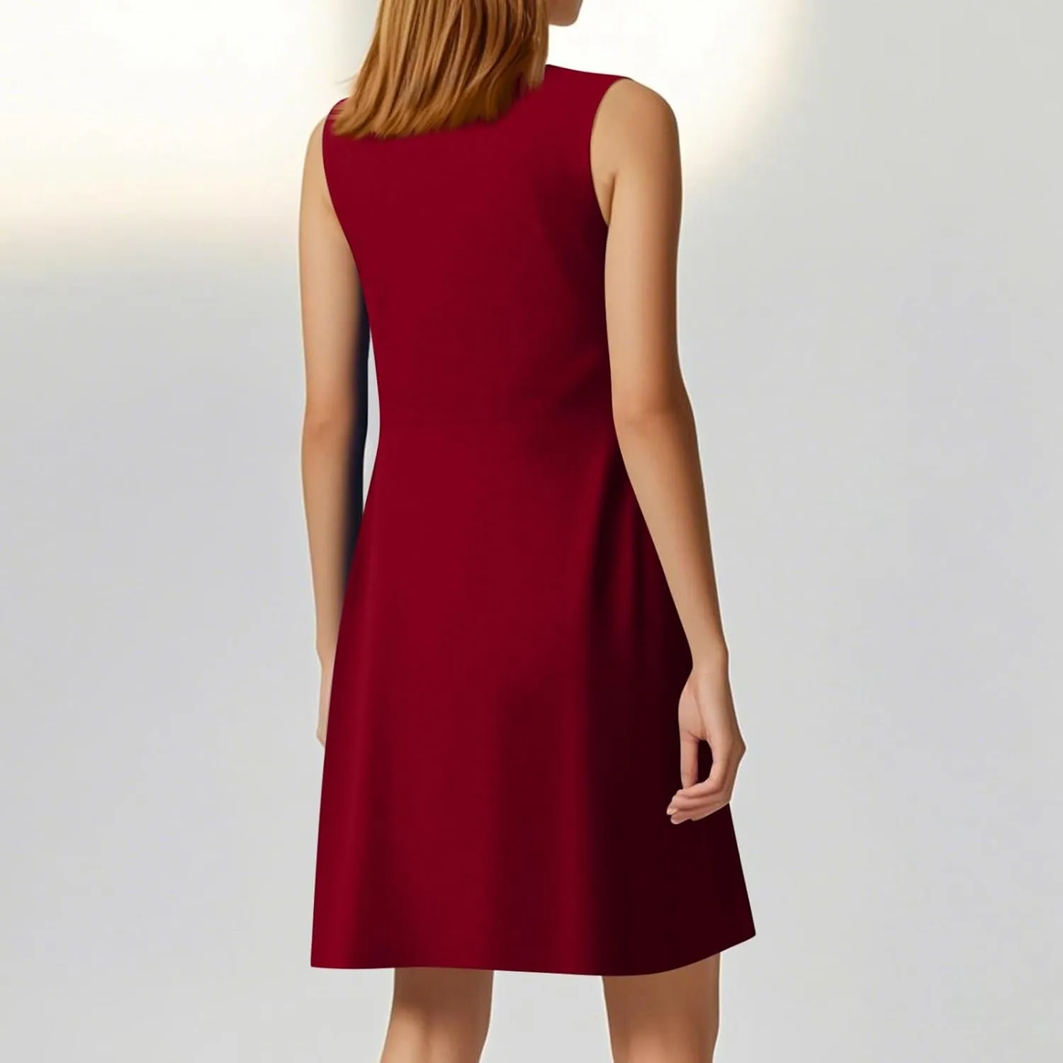 Kenvina Women's Twist Front V Neck Ruffle Casual Summer Dress Sexy Elegant Sleeveless Club Party Tunic Bodycon Mini Dresses
