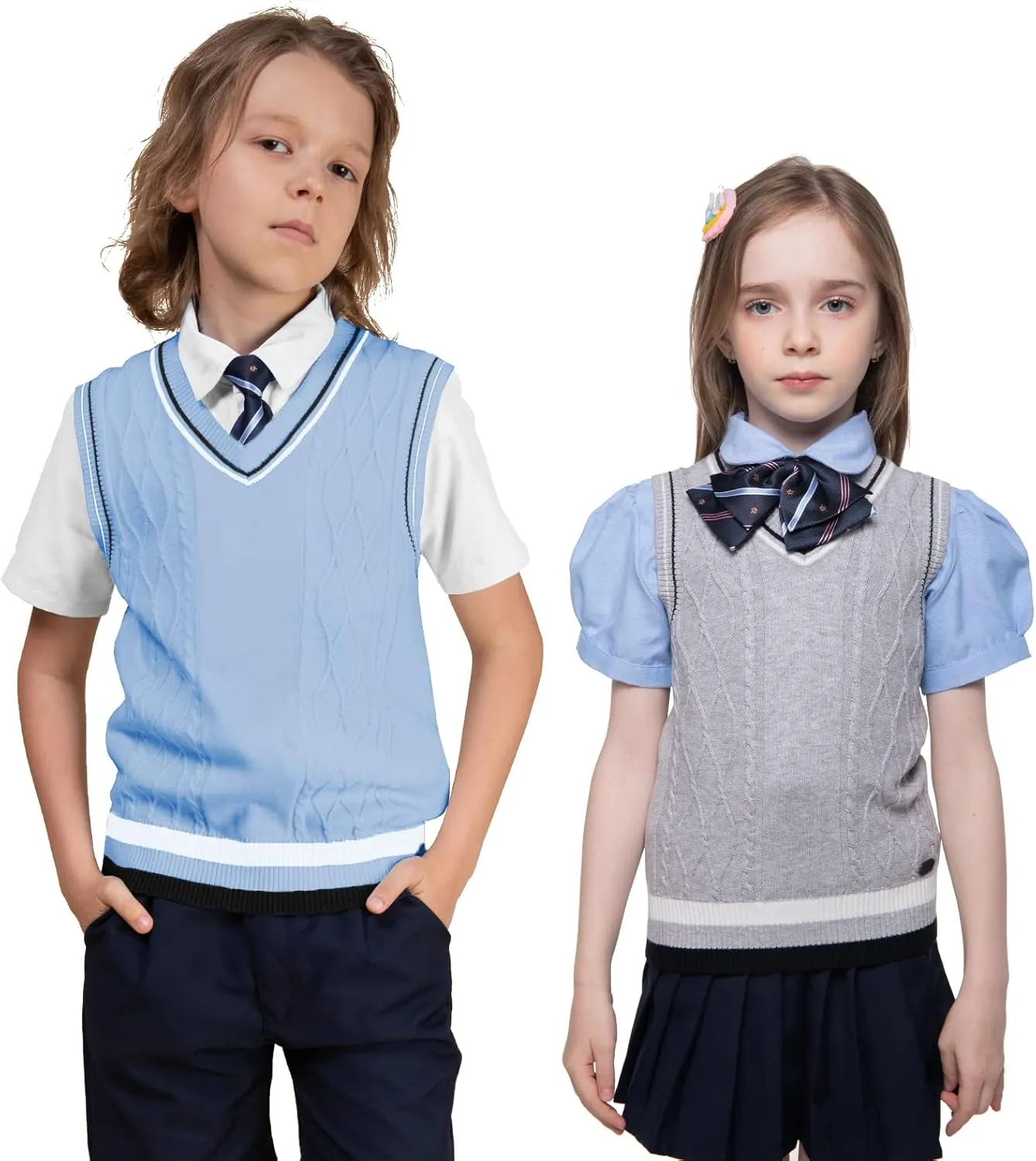 Kid Nation Boys Sweater Vest 100% Cotton School Uniform Vest for Girls Boy Toddler Kids Knit Vest