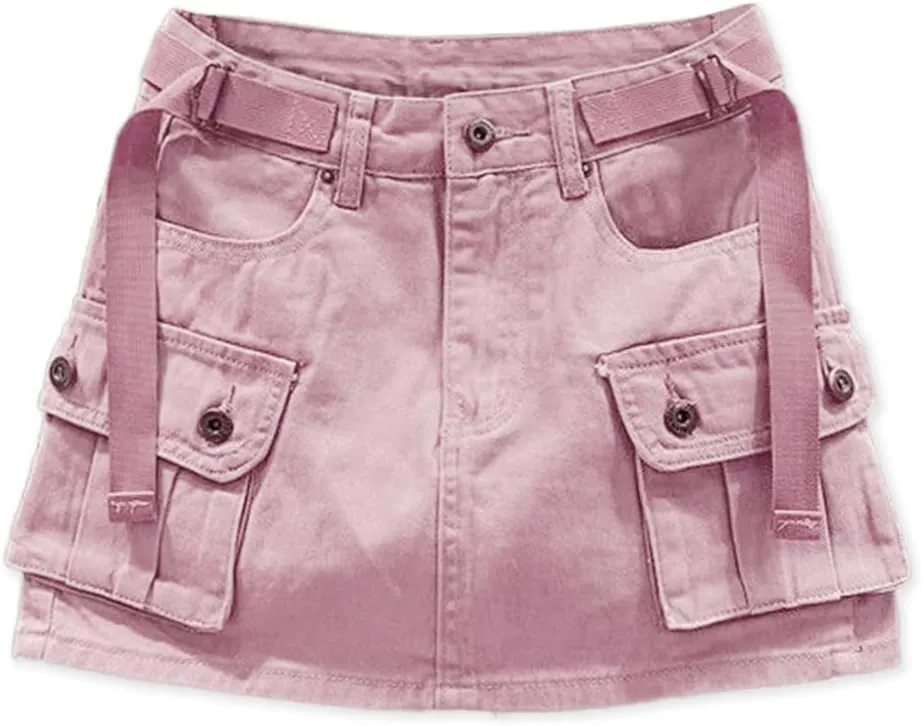 Kinghua Womens Mini Cargo Skirt Low Waist Y2k Short Denim Jean Skirt