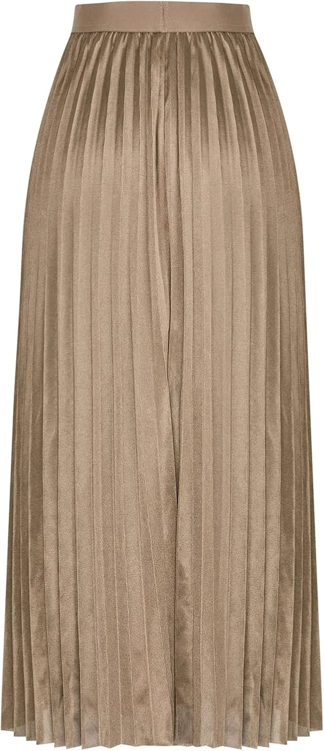 Kuluzego Ruched Plain Skort for Juniors Satin Long Oversized Skorts Women 2025 Fashion