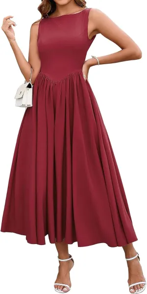 KUTUMAI Women Summer Sleeveless Maxi Dress Casual Vacation Sundress Tank Flowy Long Formal Wedding Guest Dresses 2025