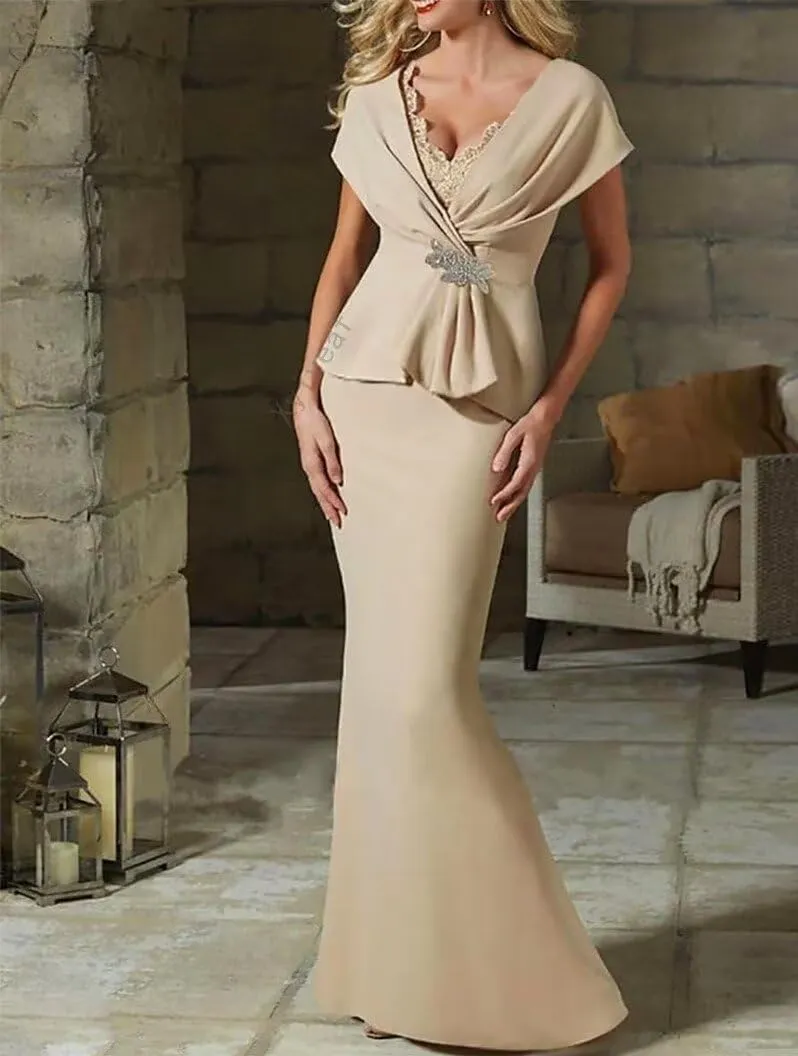 Laces V-Neck Mother of The Bride Dresses Elegant Formal Evening Party Gown for Women Wedding Guests Dress