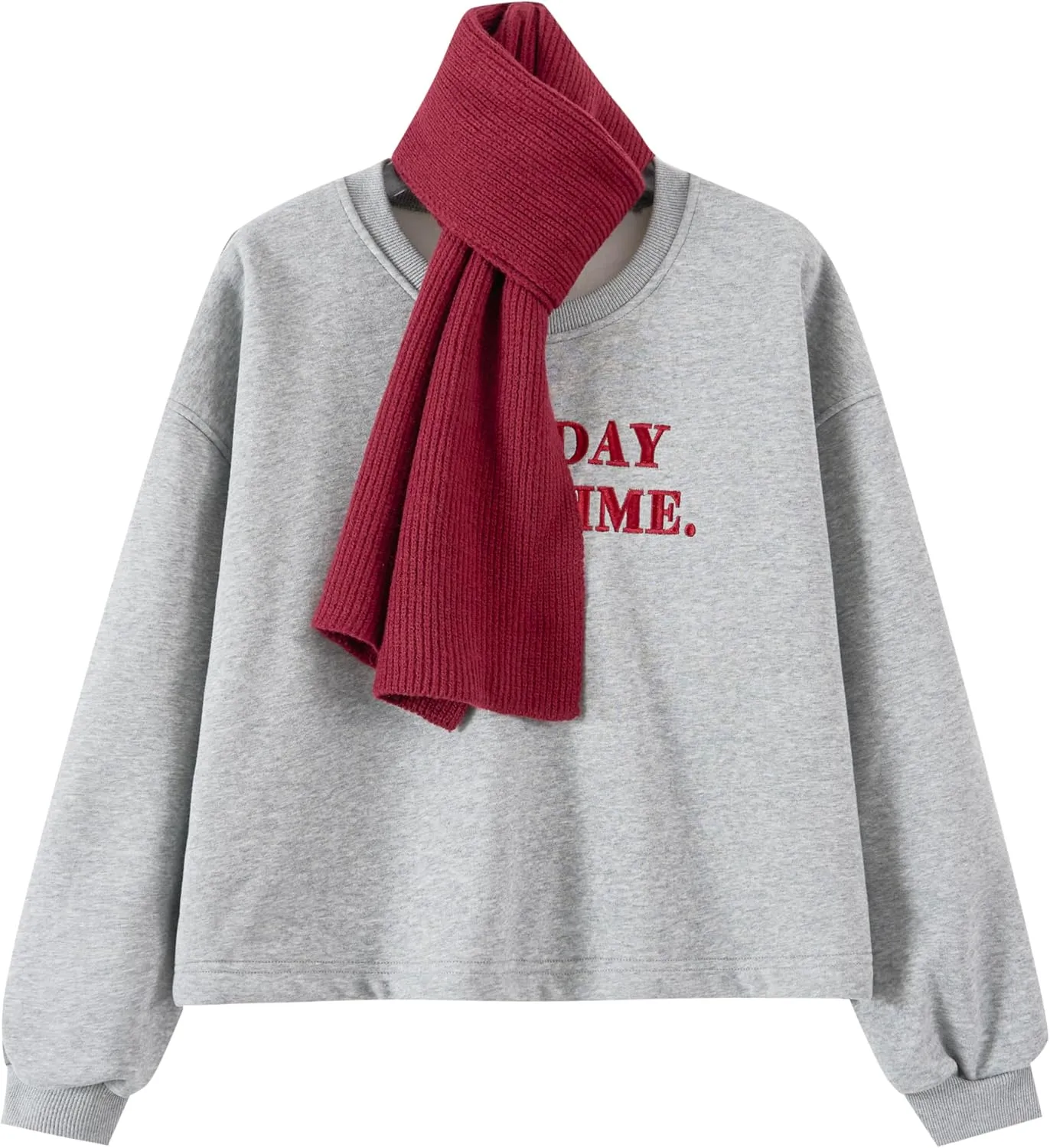 Ladies 2 Piece Sweatshirt Skirt Set Printed Top Pleated Bottom Comfortable Stylish Easy Care Female Outfit
