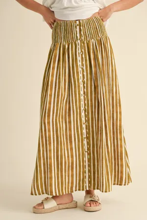 Lauren Striped Maxi Skirt - Olive