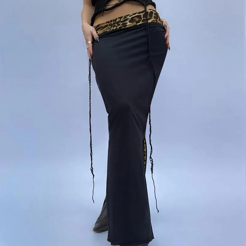 Leopard Print Skirt Cheetah Print Long Skirts for Women Trendy Y2k Summer Skirts Maxi Skirt