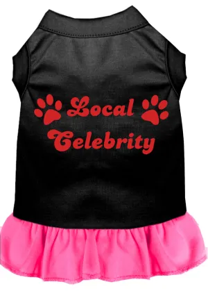 Local Celebrity Screen Print Dress Black With Bright Pink Sm