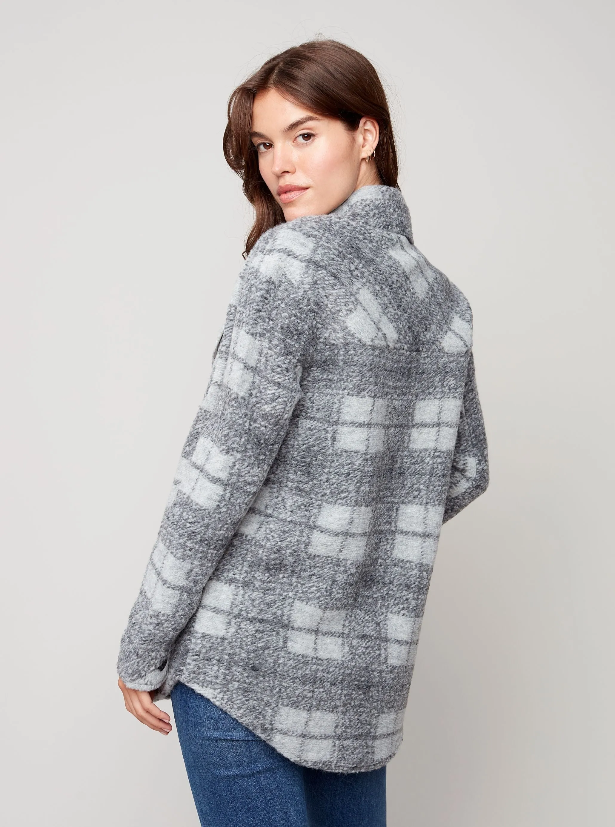 Long Sleeve Shirt Jacket With Pockets [Charcoal-C6192R]