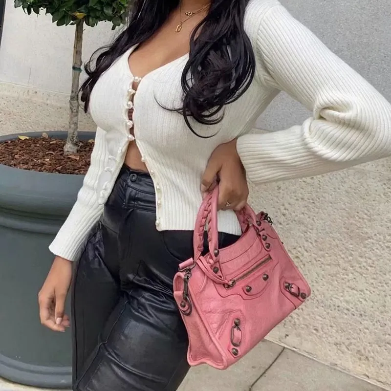 Long Sleeve Single Breasted Knitted Top
