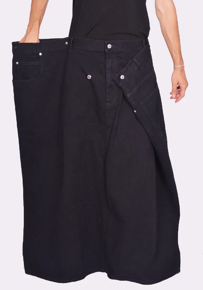 LU'U DAN MS002D WD MAXI MAXI SKIRT BLACK RINSE (New Season FW24)