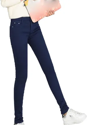 Maiyifu-GJ Women's Winter Warm Fleece Lined Jeans Slim Fit Thermal Pencil Denim Pants Skinny High Waisted Tapered Jean
