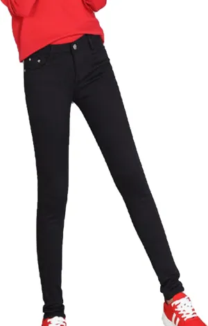 Maiyifu-GJ Women's Winter Warm Fleece Lined Jeans Slim Fit Thermal Pencil Denim Pants Skinny High Waisted Tapered Jean