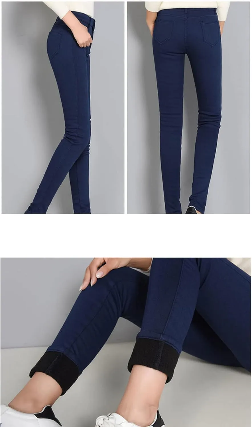 Maiyifu-GJ Women's Winter Warm Fleece Lined Jeans Slim Fit Thermal Pencil Denim Pants Skinny High Waisted Tapered Jean