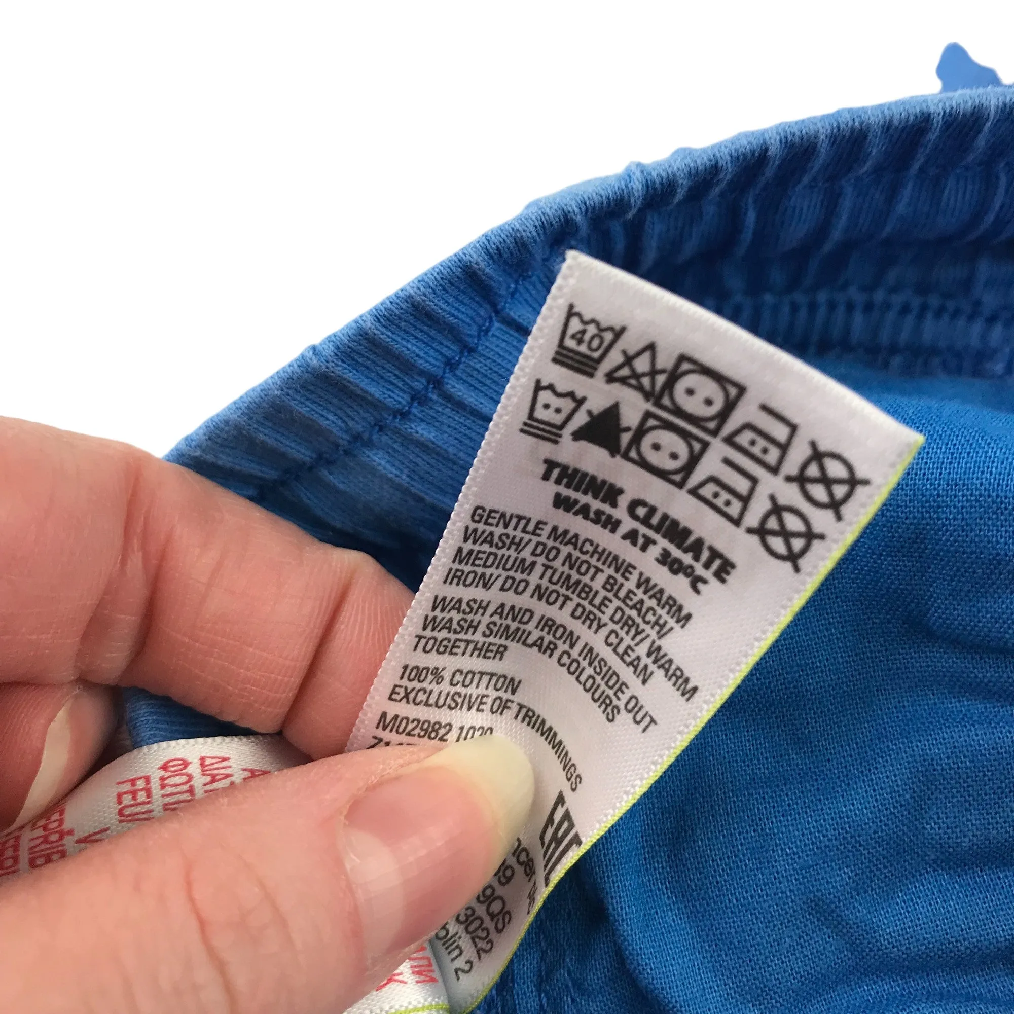 M&S Shorts Age 5 Royal Blue Plain Pull Up Cotton