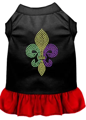 Mardi Gras Fleur De Lis Rhinestone Dress Black With Red Xxxl
