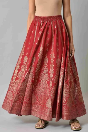 Maroon Half Circle Ethnic Skirt