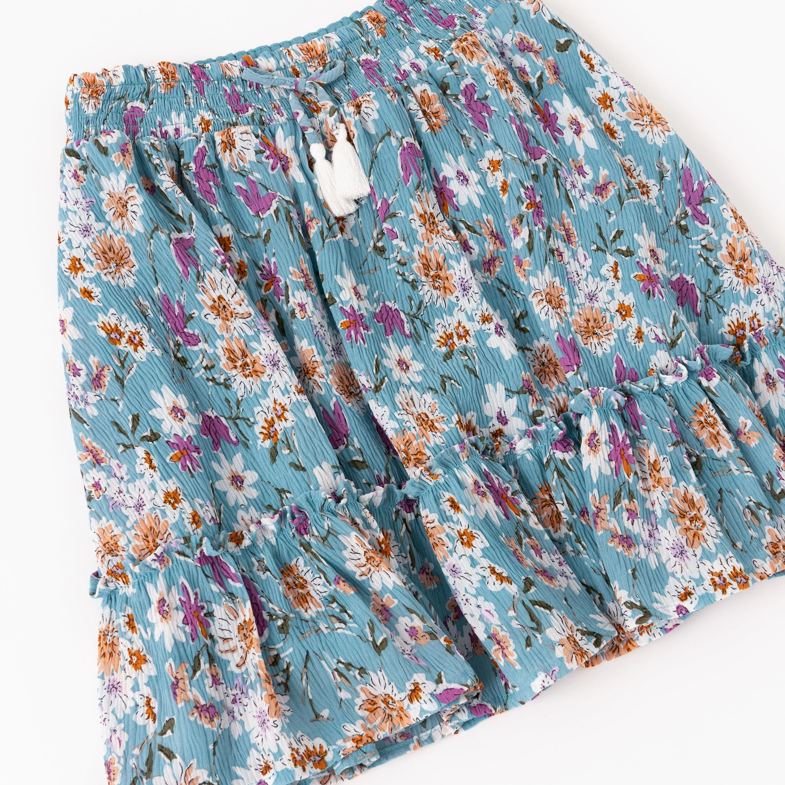 Meadow Floral Crinkle Ruffle Hem Skirt
