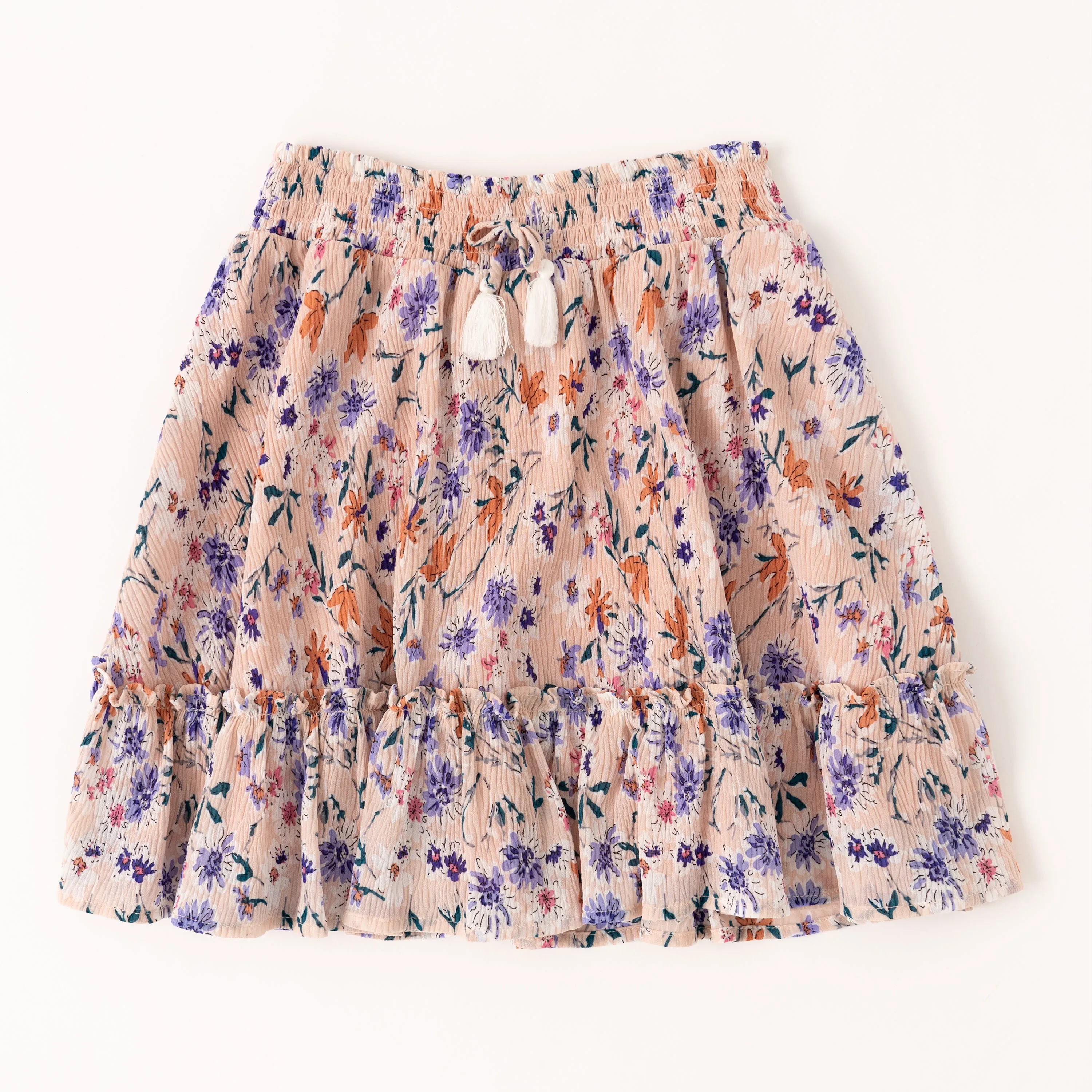 Meadow Floral Crinkle Ruffle Hem Skirt