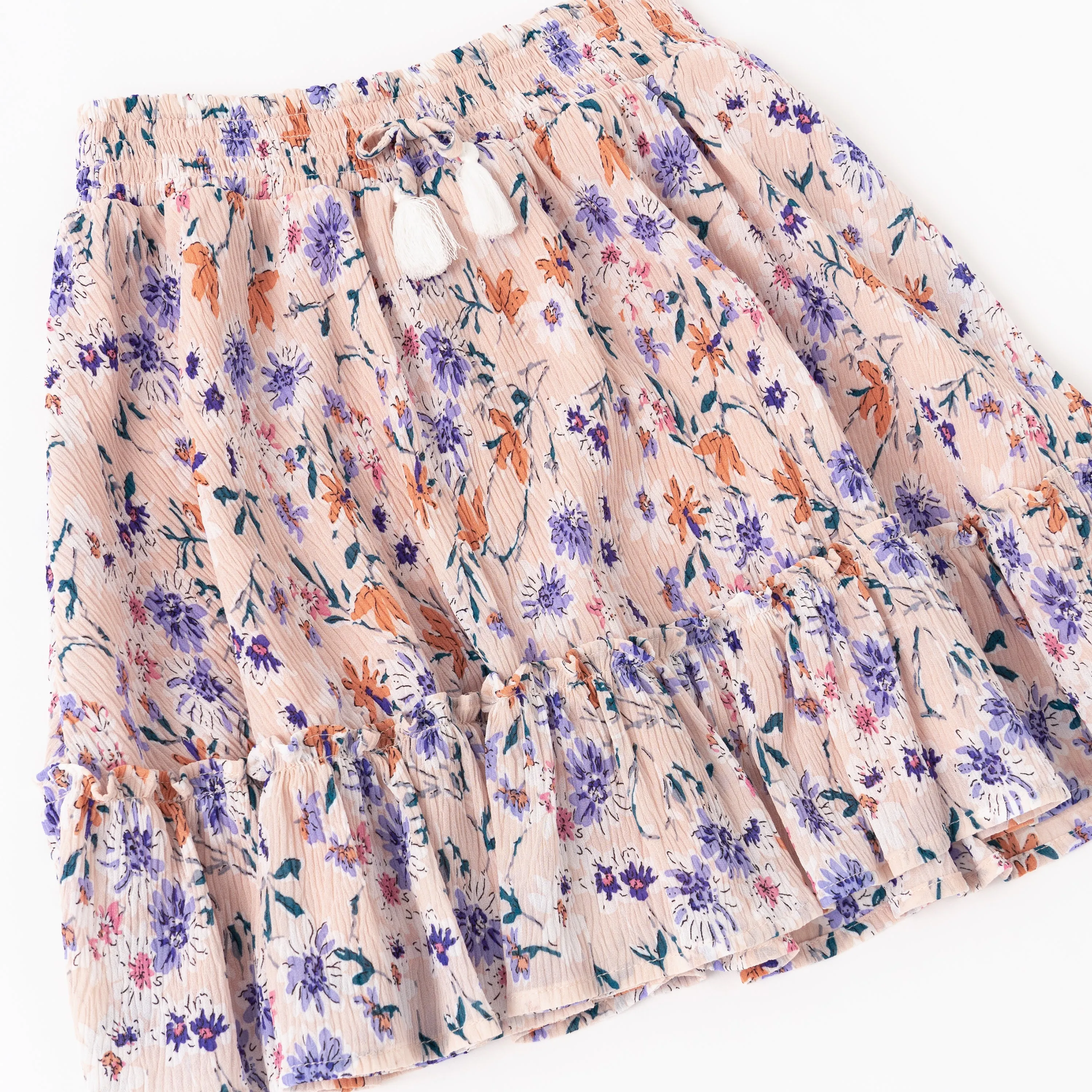 Meadow Floral Crinkle Ruffle Hem Skirt