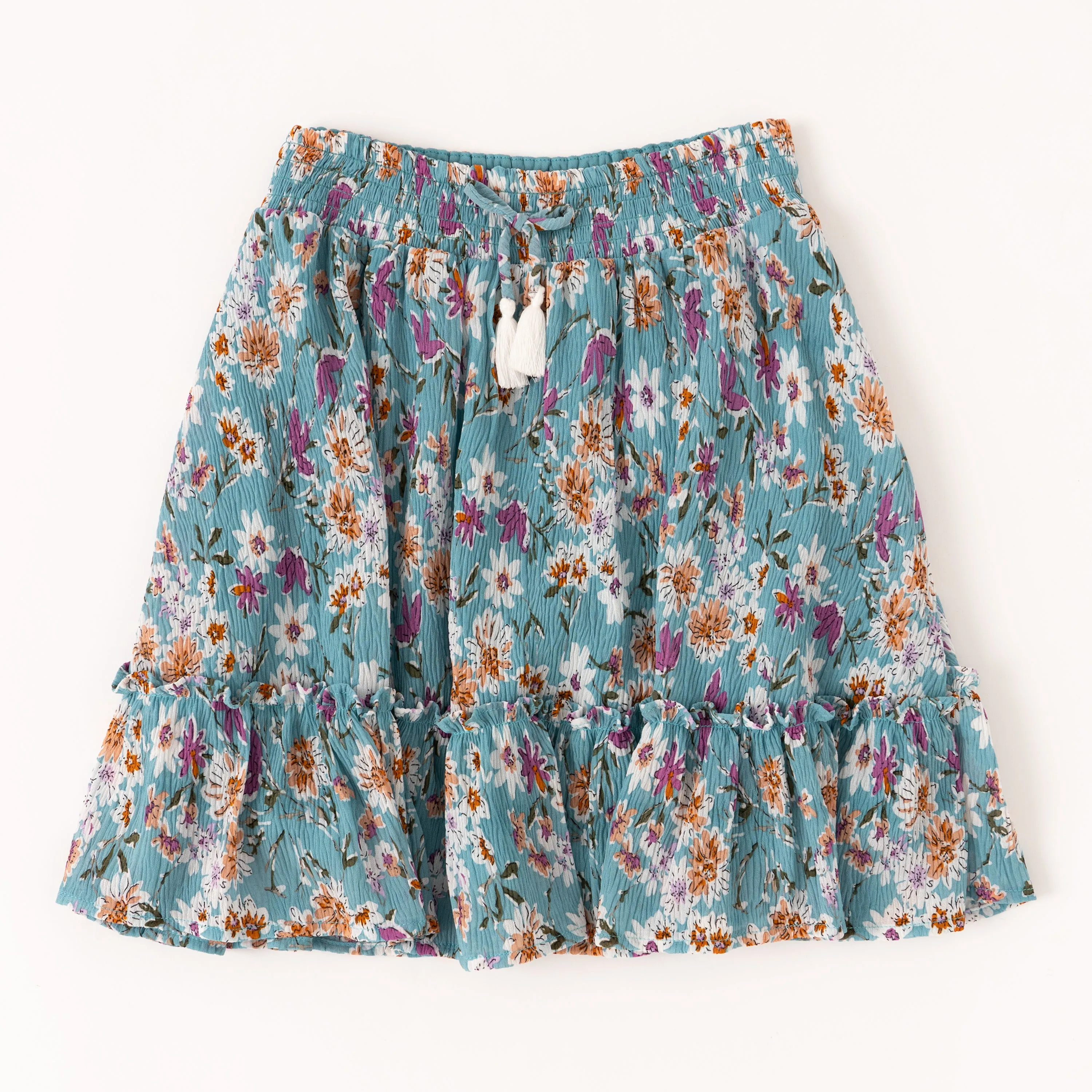 Meadow Floral Crinkle Ruffle Hem Skirt