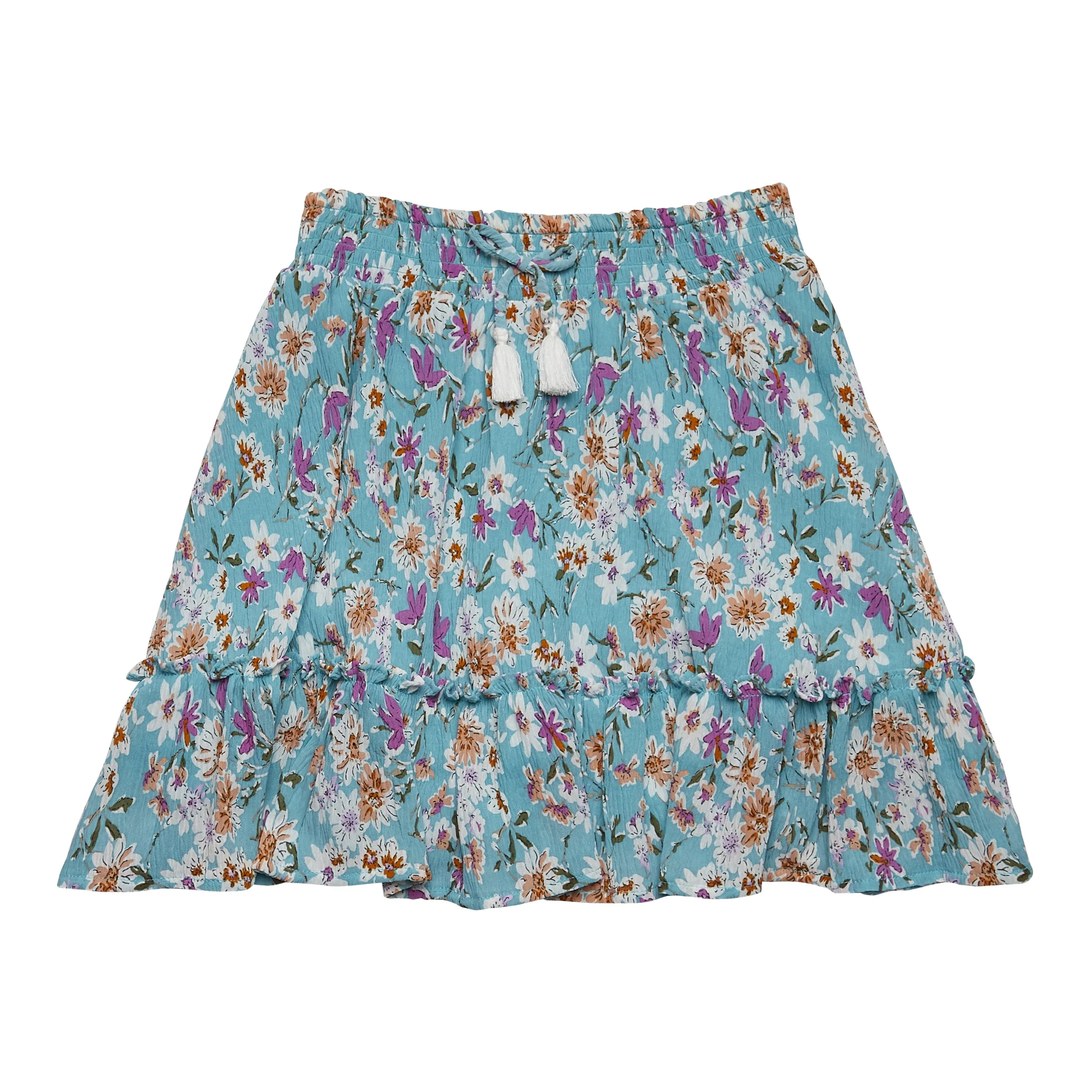 Meadow Floral Crinkle Ruffle Hem Skirt