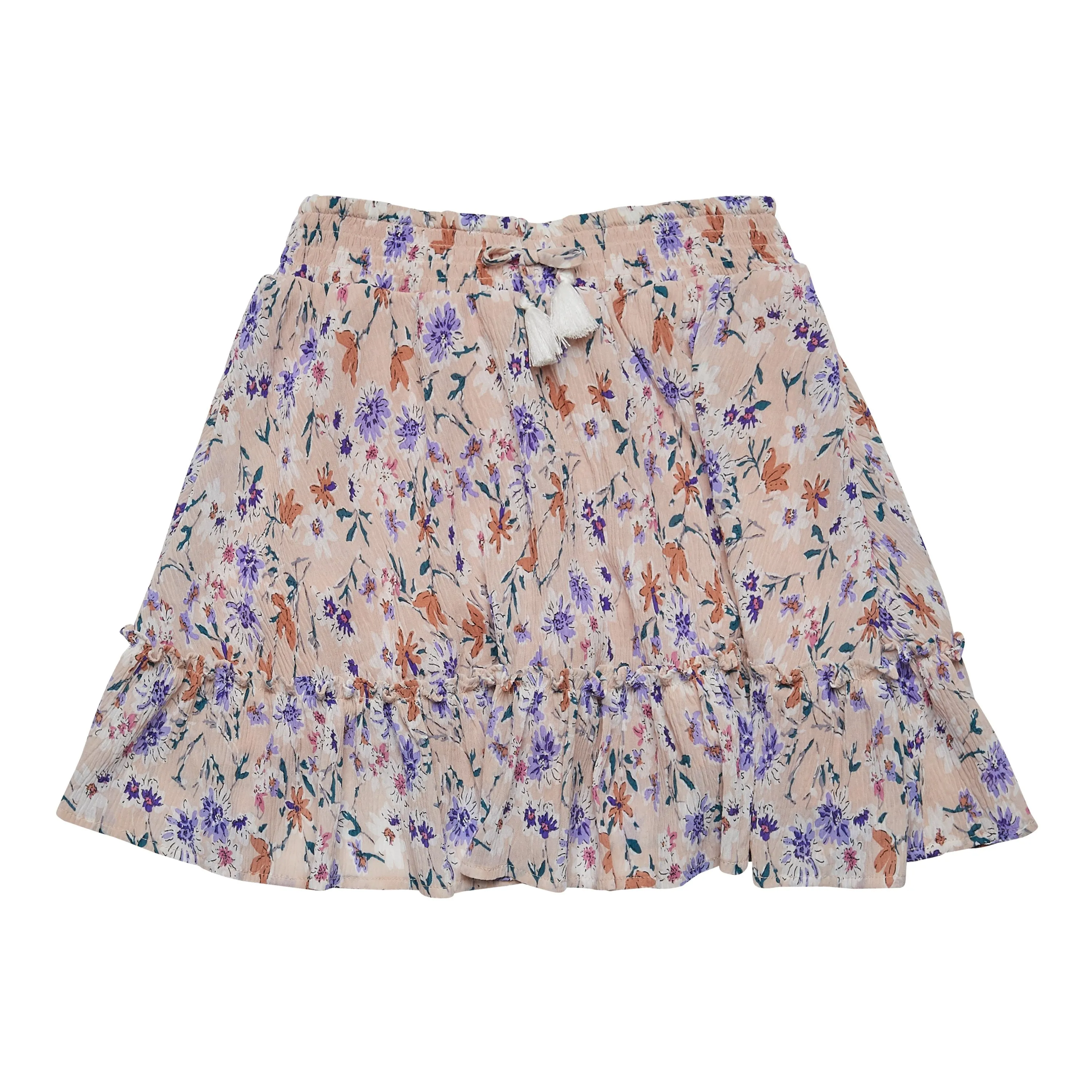 Meadow Floral Crinkle Ruffle Hem Skirt