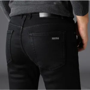 Men's Black Slim Jeans Classic Style Business Stretchy Denim Pants