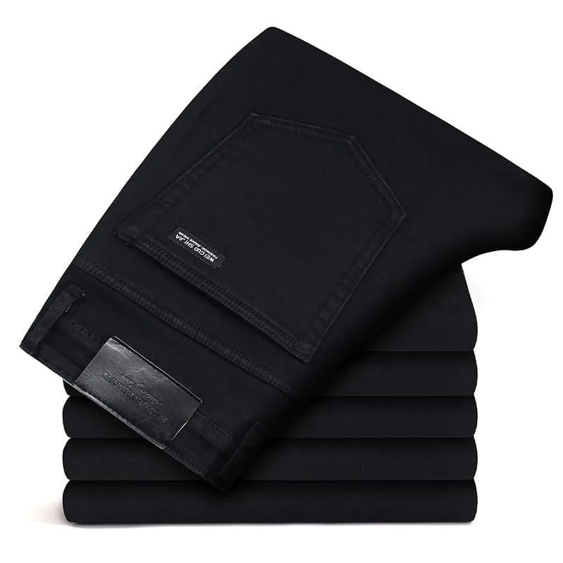 Men's Black Slim Jeans Classic Style Business Stretchy Denim Pants