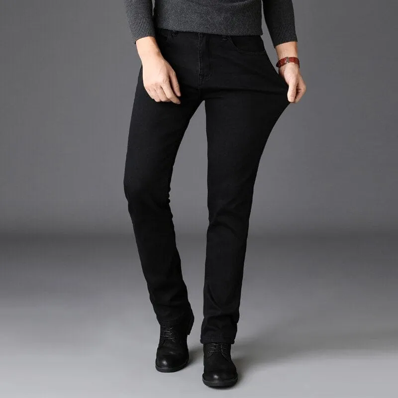 Men's Black Slim Jeans Classic Style Business Stretchy Denim Pants