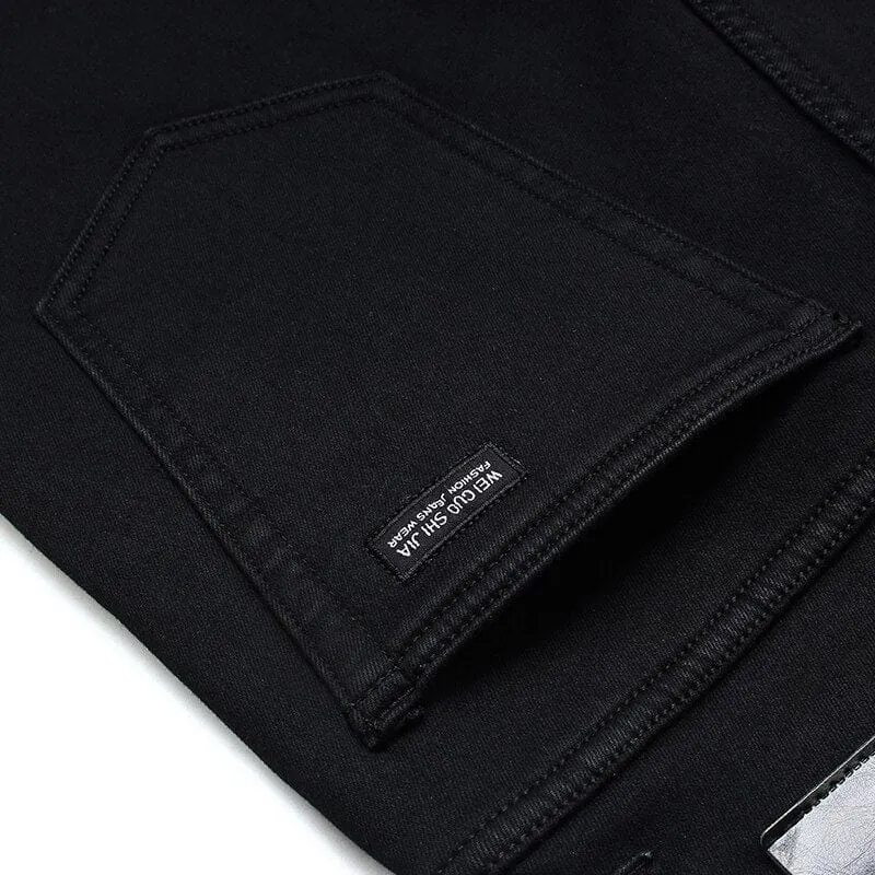 Men's Black Slim Jeans Classic Style Business Stretchy Denim Pants