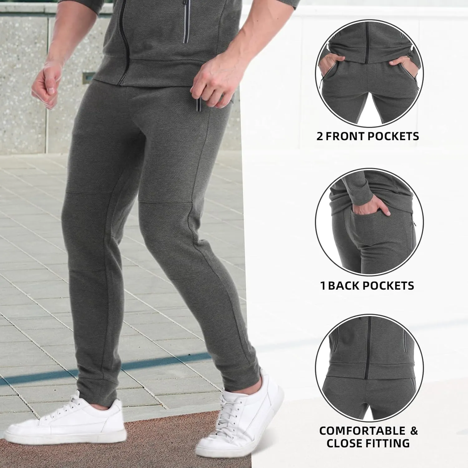 Mens Tracksuit 2 Piece Set Casual Sweatsuits Full Zip Track Suits Jogging Athletic Suit Sets