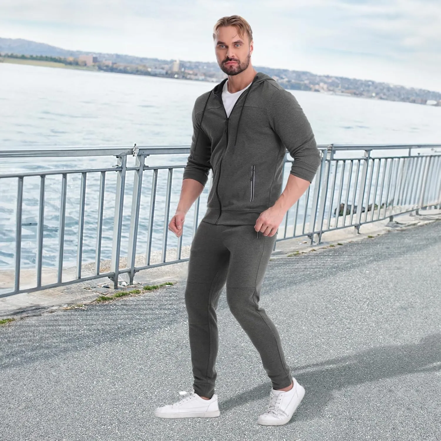 Mens Tracksuit 2 Piece Set Casual Sweatsuits Full Zip Track Suits Jogging Athletic Suit Sets