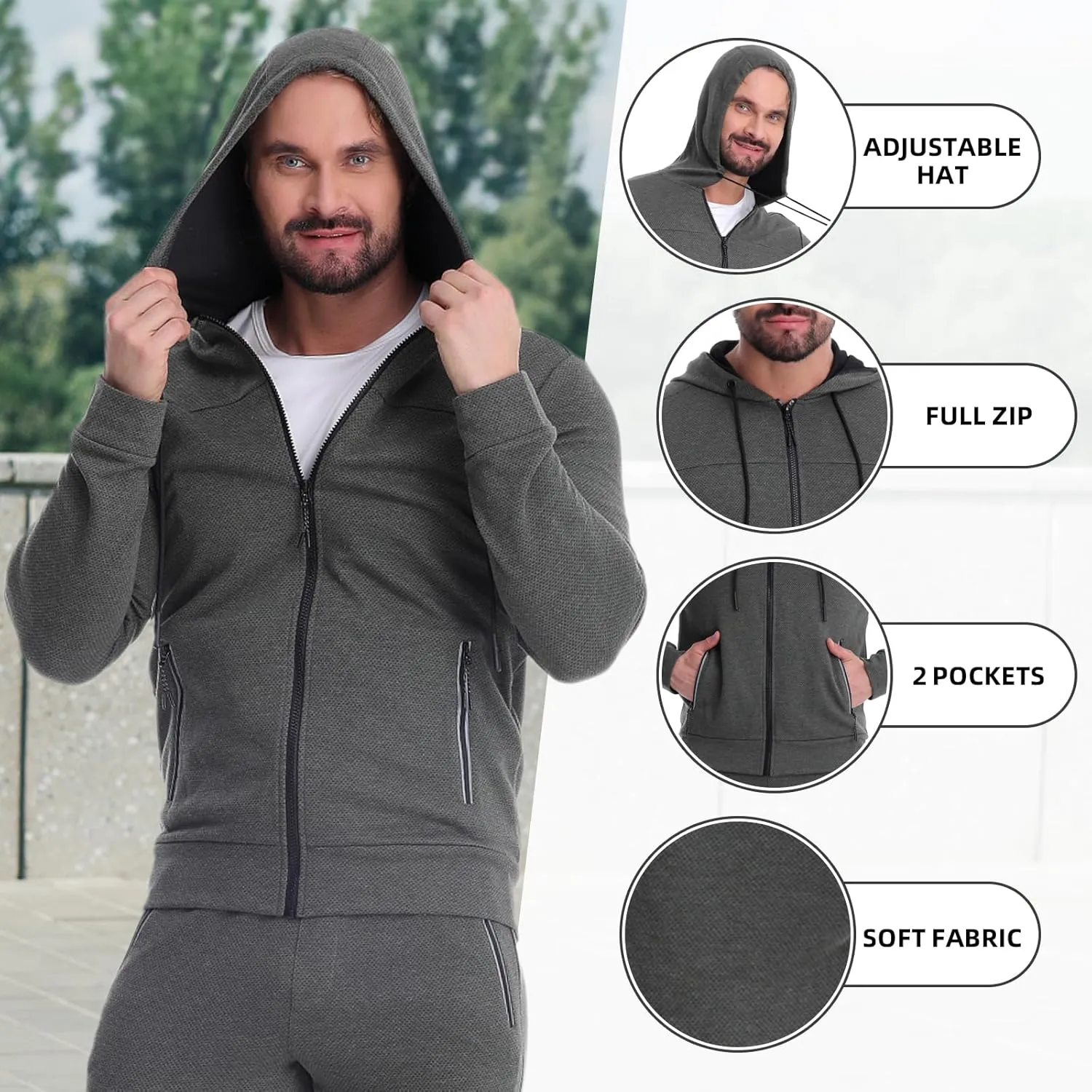 Mens Tracksuit 2 Piece Set Casual Sweatsuits Full Zip Track Suits Jogging Athletic Suit Sets