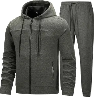 Mens Tracksuit 2 Piece Set Casual Sweatsuits Full Zip Track Suits Jogging Athletic Suit Sets