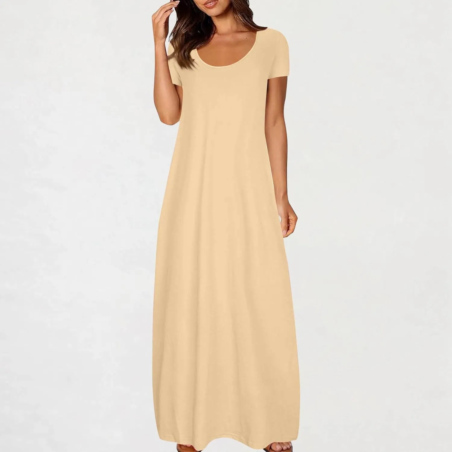 Midi Dresses for Women Casual Ruffle Summer Maxi Dress 2025 Vacation Boho Beach Sundresses Flowy Long Dress Pockets