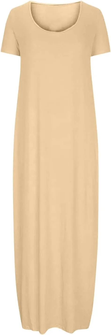 Midi Dresses for Women Casual Ruffle Summer Maxi Dress 2025 Vacation Boho Beach Sundresses Flowy Long Dress Pockets