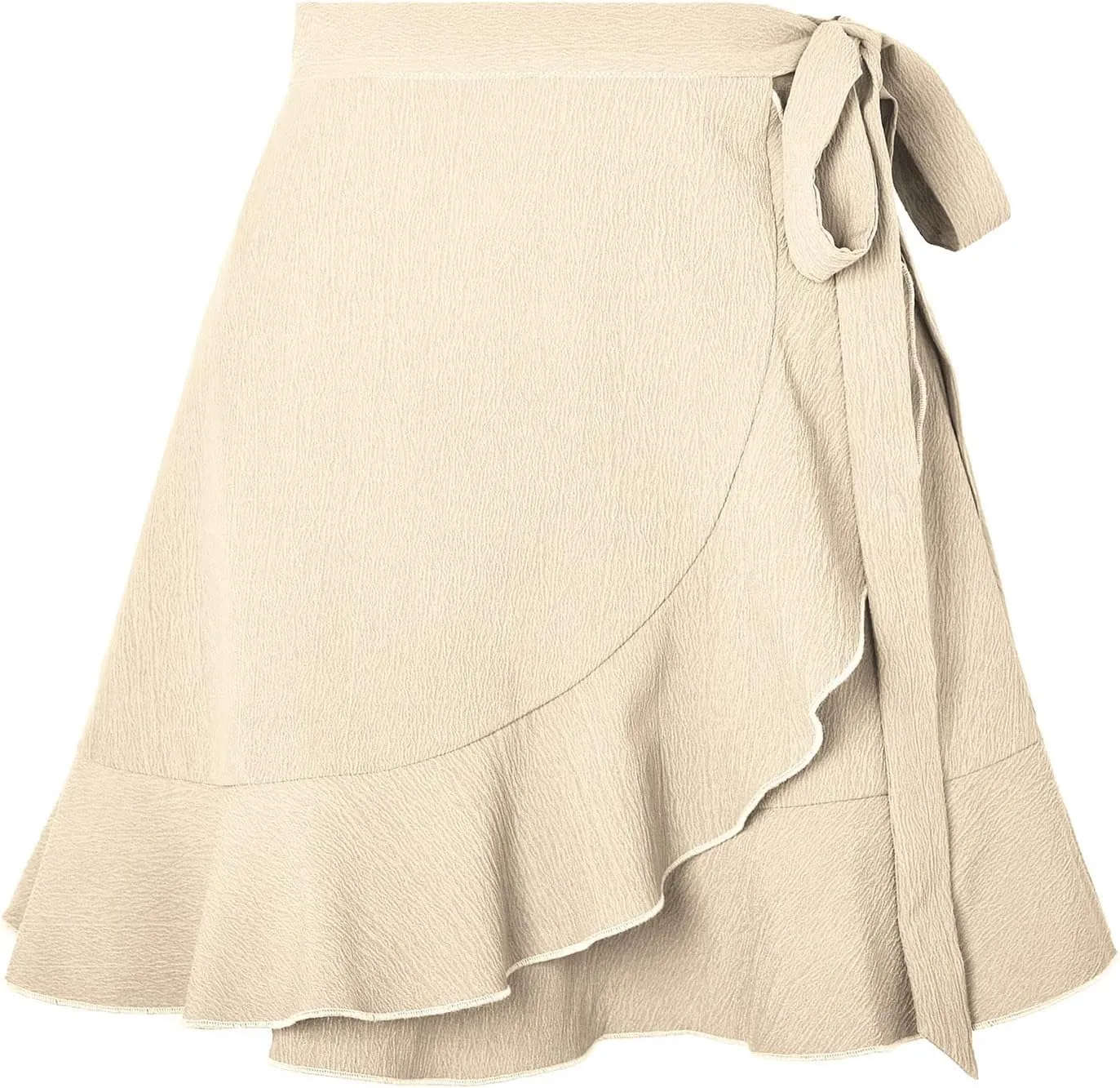 Mini Skirts Women Ruffle Trim Side Tie Knot Lounge Skirt Loose Baggy Trendy Flowy Sexy Short Skirts for Vacation