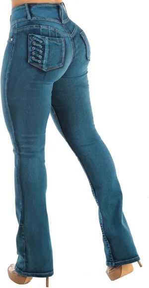 Moda Xpress Women's Butt Lifting High Waisted Bootcut Jeans - Stretchy, Comfortable Flare Jeans in Junior Size Vintage Style