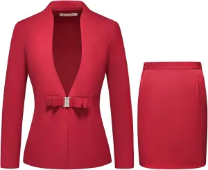 MODFUL Womens Business Dress Suit Set 2 Piece Pencil Skirt Lady Work Suit Blazer Dress Set