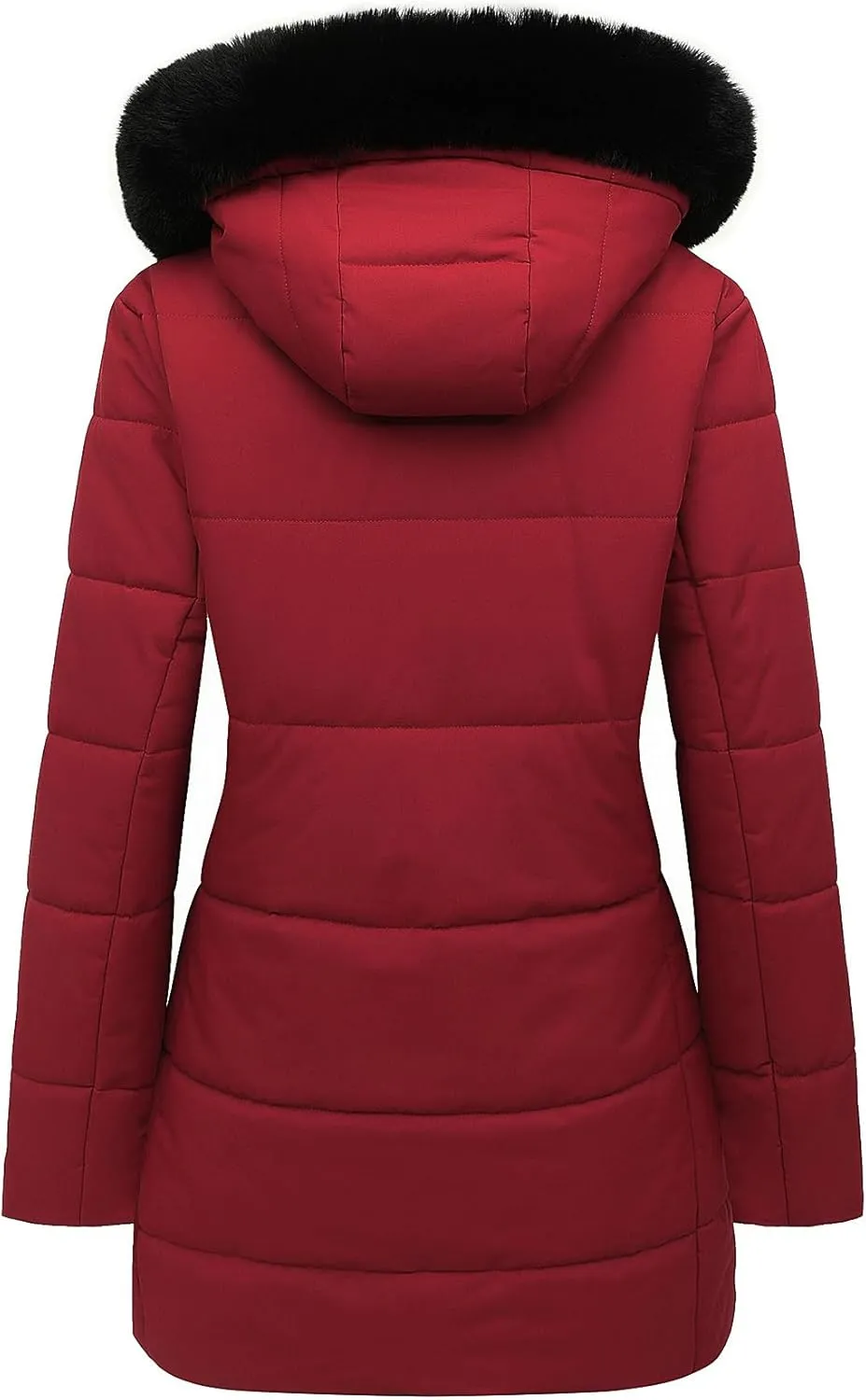 MOERDENG Women's Winter Puffer Coat Thicken Fleece Lined Down Jacket Waterproof Faux Fur Detachable Hooded Parka