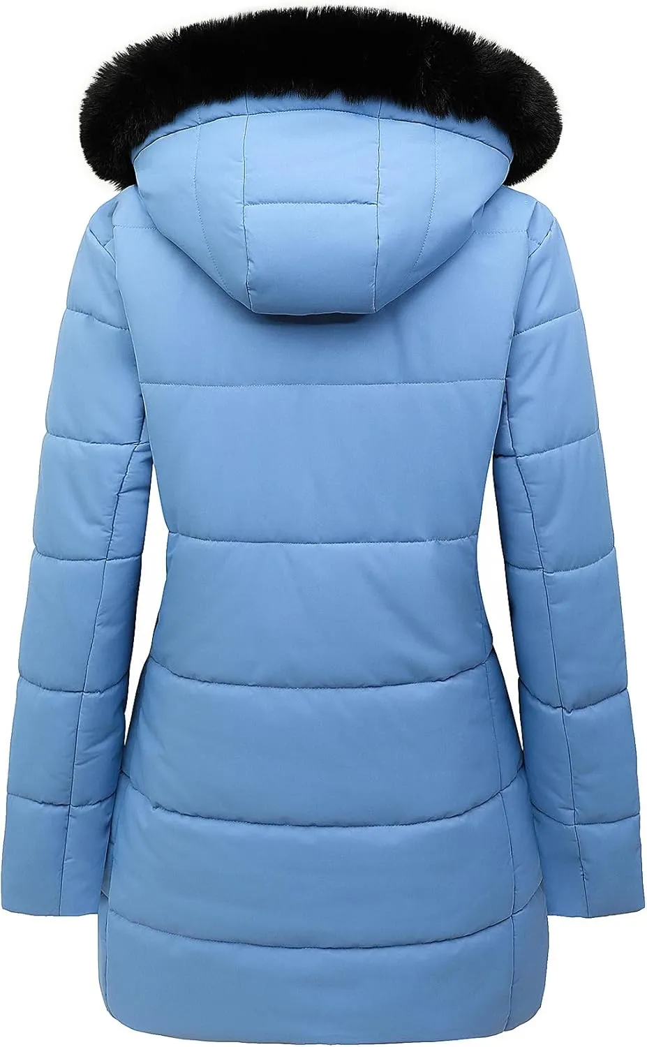 MOERDENG Women's Winter Puffer Coat Thicken Fleece Lined Down Jacket Waterproof Faux Fur Detachable Hooded Parka