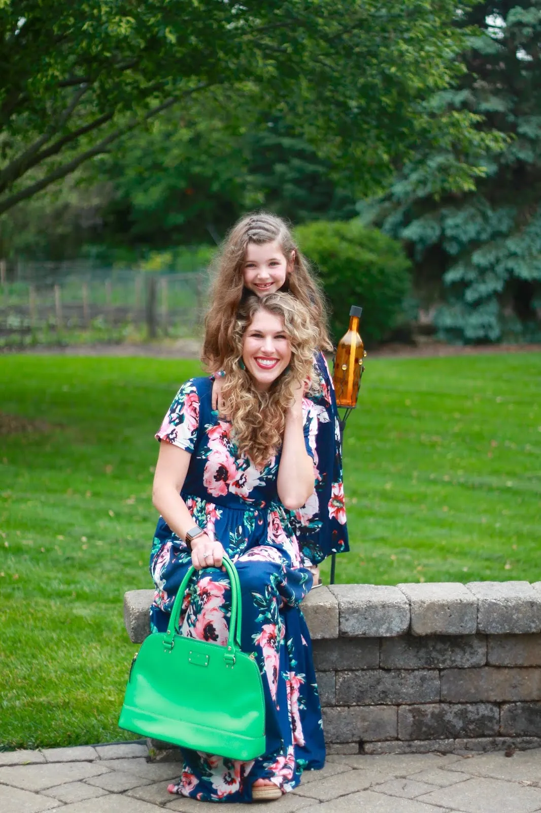 Mom and Me Floral Pattern Prints Short Sleeve Matching Dresses