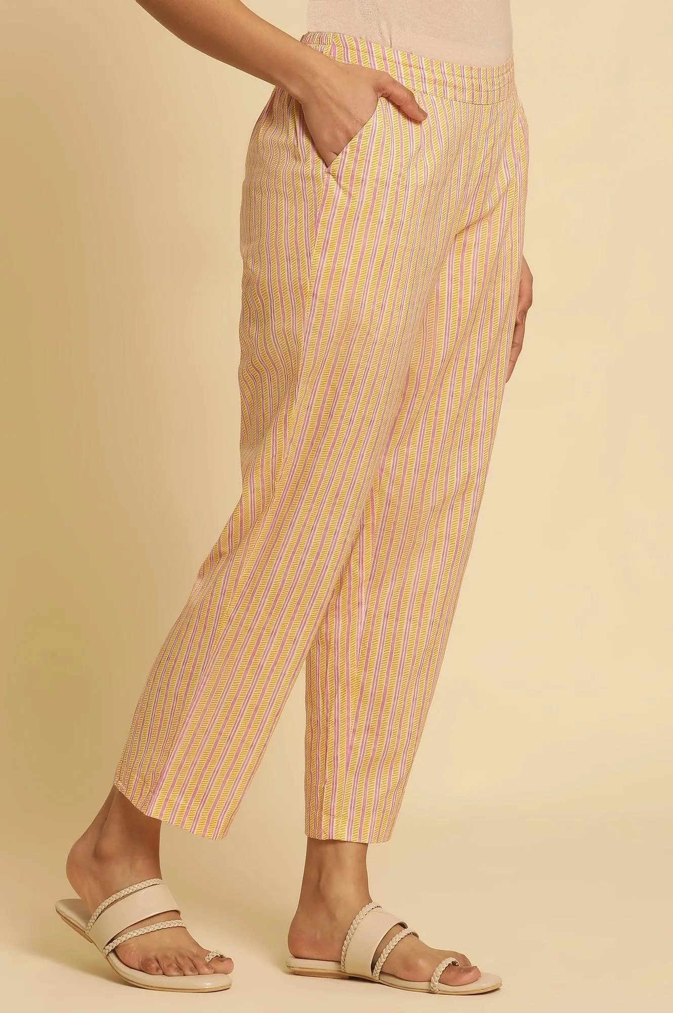 Multi-Coloured Striped Straight Pants