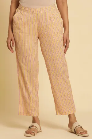 Multi-Coloured Striped Straight Pants