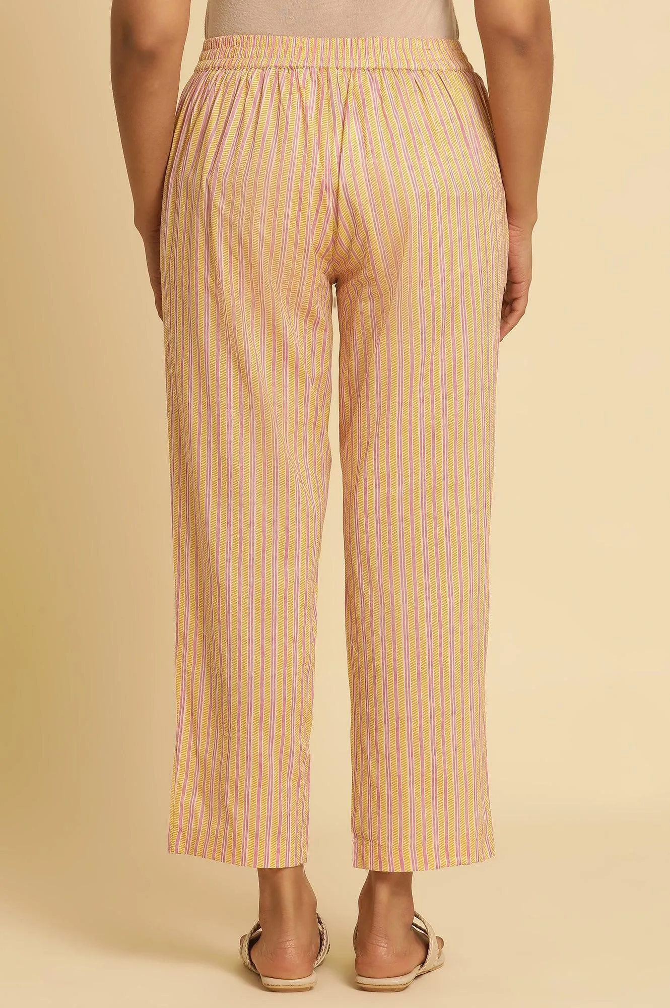 Multi-Coloured Striped Straight Pants