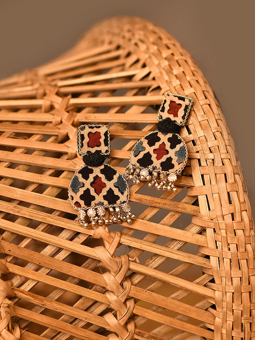 Nea-Zoi Black Half Moon Handmade Fabric Earrings