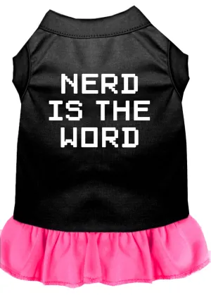 Nerd Is The Word Screen Print Dress Black With Bright Pink Xl