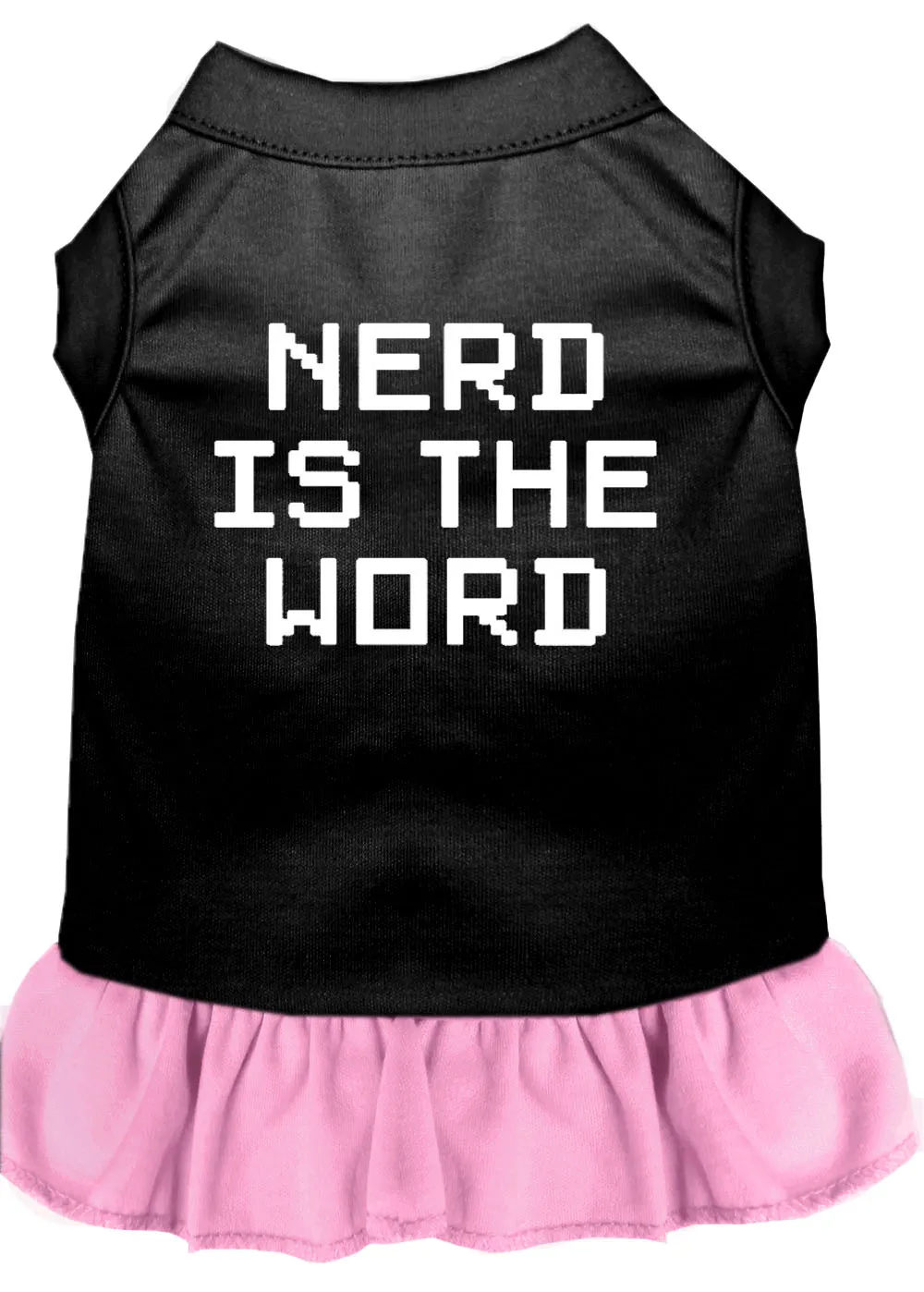 Nerd Is The Word Screen Print Dress Black With Light Pink Med