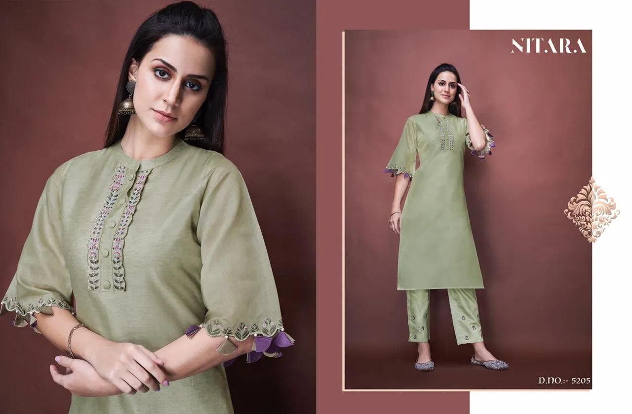 Nitara Presents Angelica Pure Cotton Casual Wear Kurtis And Pants