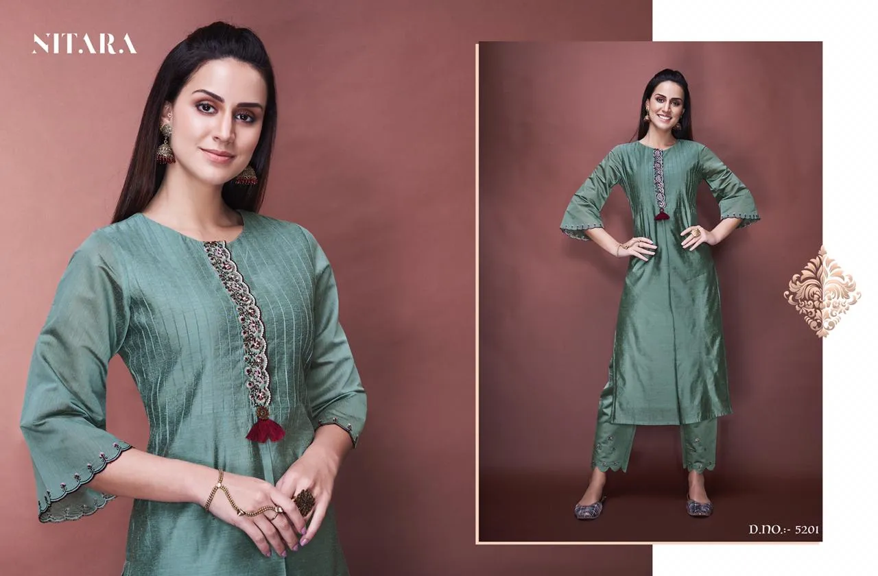 Nitara Presents Angelica Pure Cotton Casual Wear Kurtis And Pants